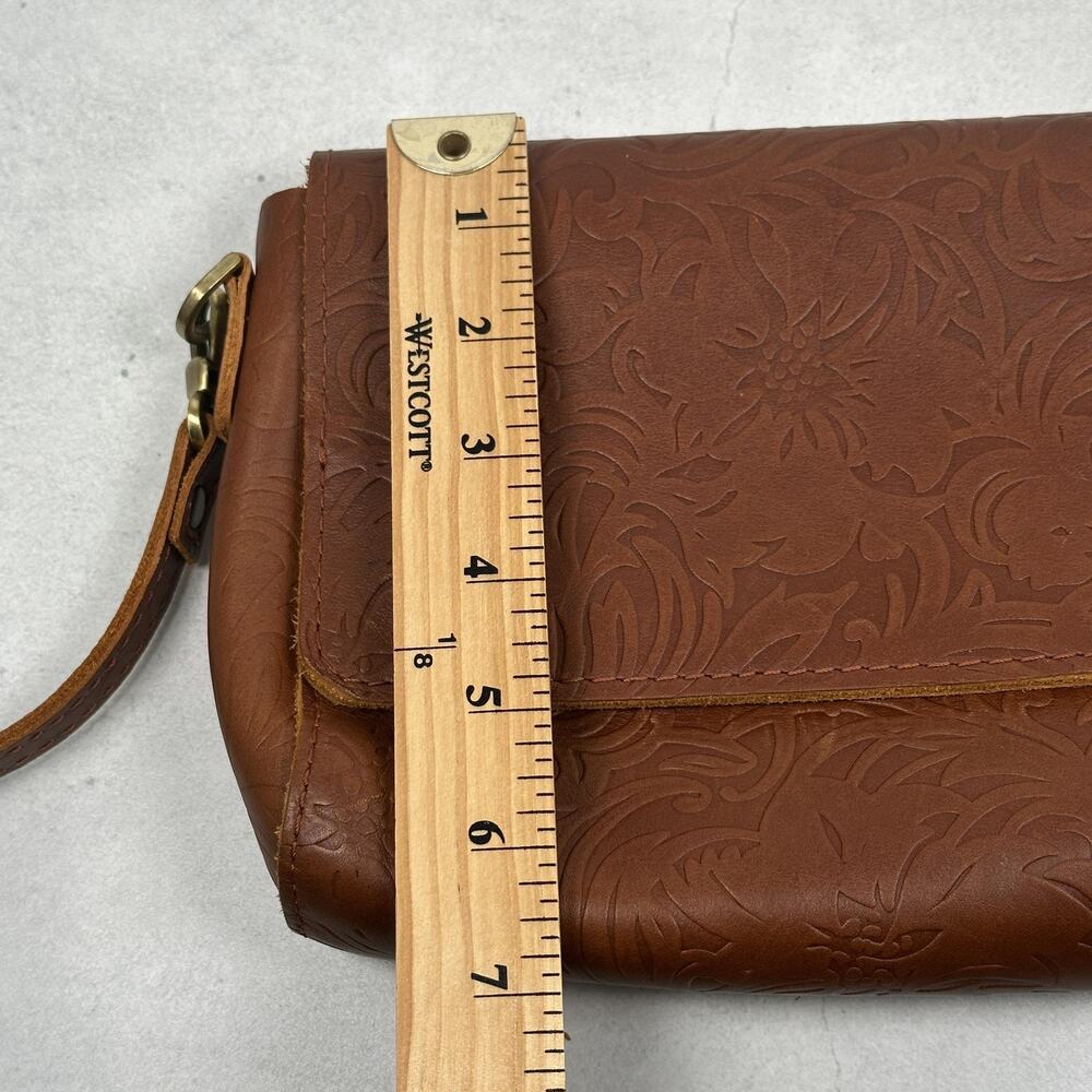Portland Leather Goods Crossbody Bag Womens Small Brown Floral Embossed Western - Picture 11 of 15